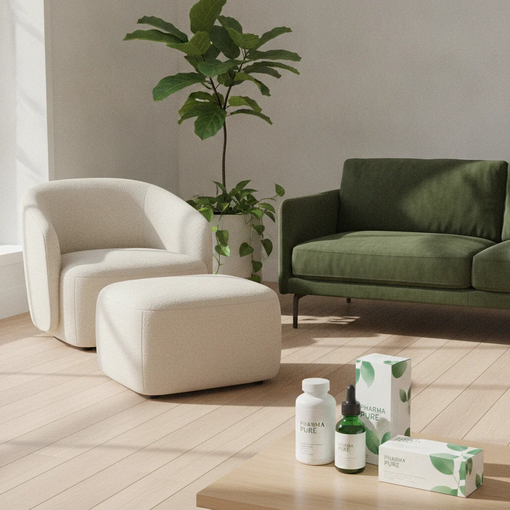 A neat plain kraft parcel box on a table near a bright entryway, no labels, no branding